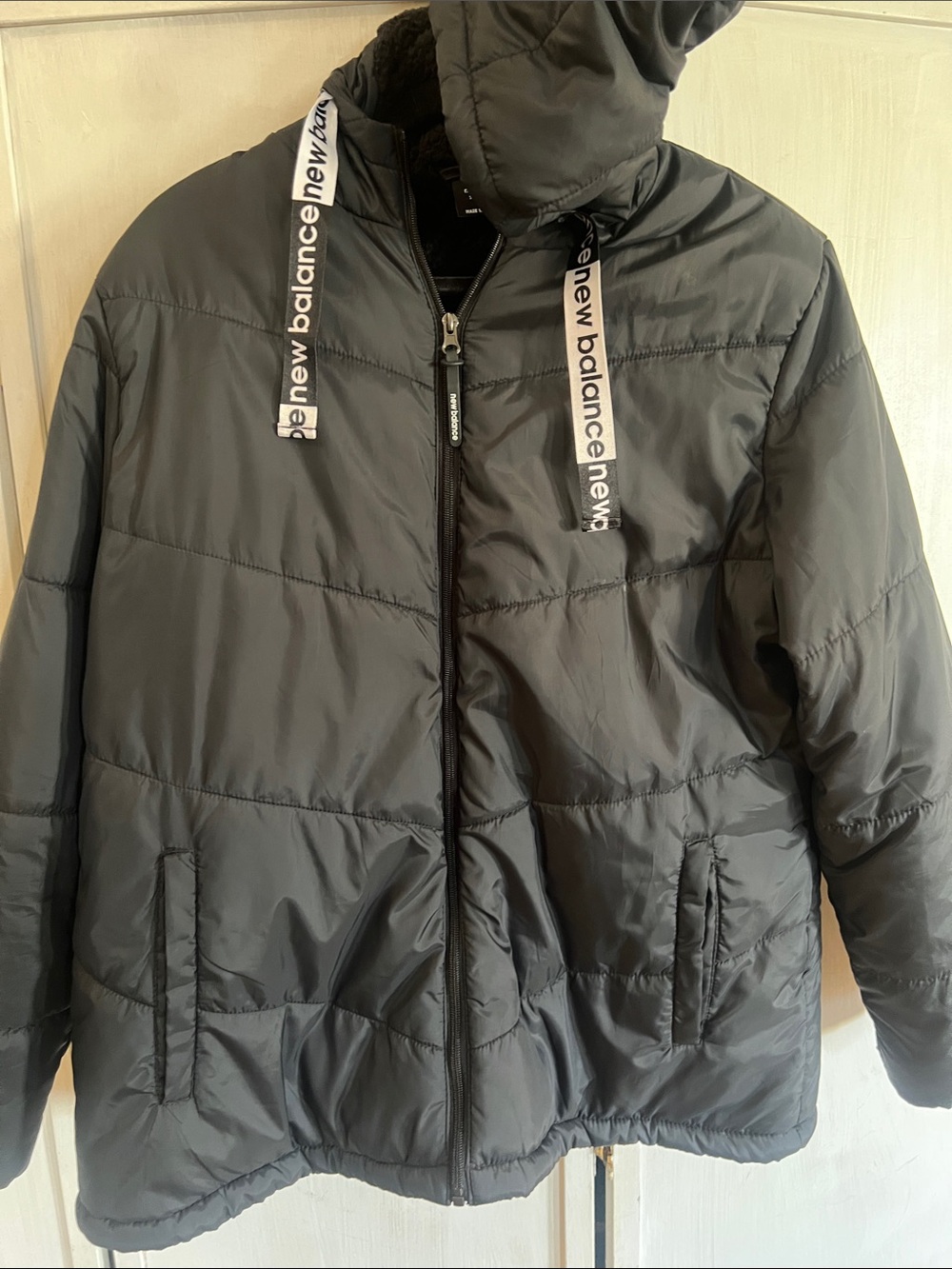 New Balance Black Quilted Hooded Puffer Jacket sz 1X